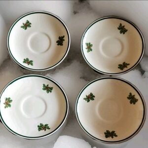 Vintage Johnson Brothers Victorian Christmas China, 5" Saucers, Set Of 4